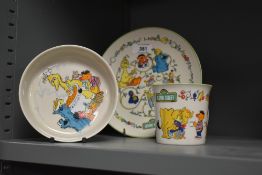 A child's 1980's fine bone China three part dinner service by Gorham, Japan, decorated with Sesame