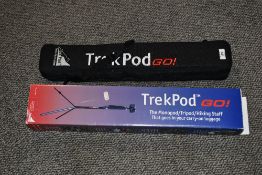 A TrekPod tripod hiking staff to attach to your carry-on luggage, with original box, H61cm.