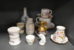 A mixed lot of ceramic comprising of a Royal Derby Bone China cup and saucer in lobbed form,