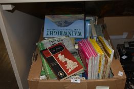 A box containing a large collection of books, predominantly the English lakes, to include In The