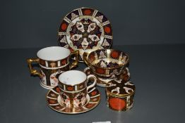 A Royal Crown Derby Bone China Abbeydale pattern part tea/espresso service, highly decorated