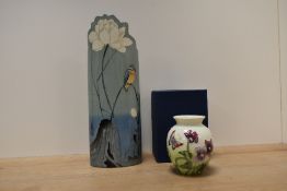An Art Nouveau style Ohara Koson Beswick pottery vase including box, decorated depicting