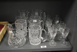 A set of early 20th century Webb Corbett crystal glasses, to include 1 jug, 5 half pint tankers, 2
