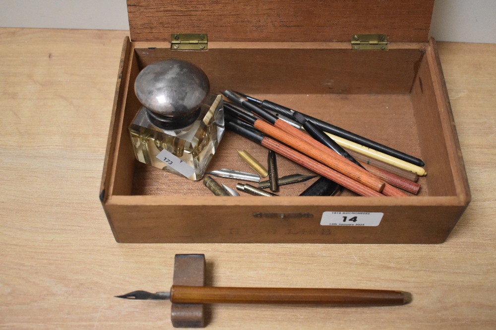 An Embassy wooden cider box with contents, stamped 'High Life' to face, to include a French wooden