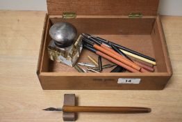An Embassy wooden cider box with contents, stamped 'High Life' to face, to include a French wooden