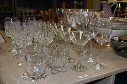 A group of late 20th century glasses, to include 8 hand blown clear crystal Schott-Zwiesel