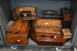 A varied selection of 19th and 20th century jewellery, trinket and tea caddies, (13), sold