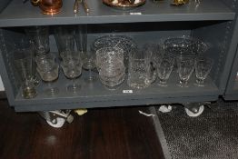 A large group of late 19th / early 20th glass ware, to include a Stuart crystal tanker, 5 etched