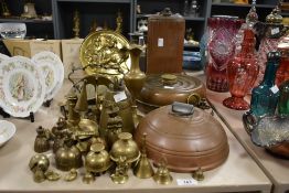 A group of late 19th century copper hot water bottles, largest H26cm, sold alongside various vintage