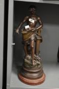 After Louis Moreau (1855 - 1919), an early 20th century male bronze cast sculpture, modelled as a