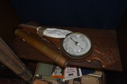 A 19th century carved wood Aneroid Barometer, A/F, L85cm. Condition report: The Barometer appears to
