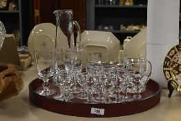 A group of Ambleside Cumbria crystal glass, to include large jug, h29cm, 3 goblets, 10 claret