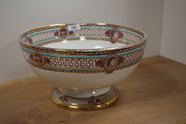 An early 20th century Gustafsberg porcelain bowl, having Greek key style patterns on a gilt and