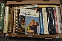 Two boxes containing various cooking and baking books, to include Good Things by Jane Grigson,