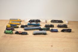 Seventeen N Gauge Locomotives, GraFar 0-6-0 National Coal Board, 2-6-2 GWR, 0-6-0 LMS 16389, unnamed