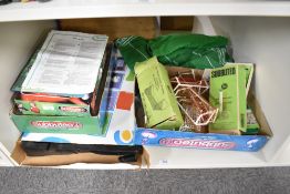 A shelf of mixed vintage Subbuteo including Euro 96 part set, Team Edition, earlier empty boxes,