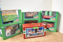 Seven Lehmann Toy Train and LGB G Scale items of Rolling Stock, 94061 Cattle Truck, 94969, 94206,