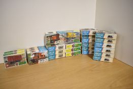 Twenty Five Airfix plastic kit 00 gauge Wagons, Meat Wagon x2, Brake Van x3, Cattle Wagon x4, Cement