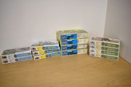 Thirteen Airfix plastic kit 00 gauge Accessories, Footbridge x2, Girder Bridge x3, County Inn, Water