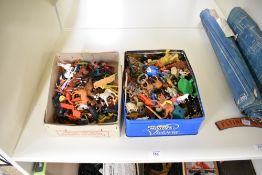 A collection of Britains, Timpo and similar plastic Figures, Horseback and other Animals