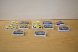 Twelve Majorette Die-casts, 210 VW K70 x3, 216 Police x2, 260 Renault R17, all blue, 203 Fiat 127