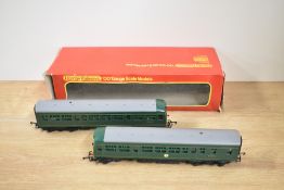 A Hornby R157 Diesel Railcar Power and Trailer Units, M79079 & M79632, boxed with internal
