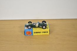 A Corgi Toys Die-cast, 155 Lotus-Climax Formula 1 Racing Car, green no 1, in complete card box, very