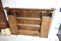 A period oak dresser back, width approx.177cm