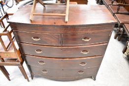 A 19th century mahogany bow-fronted chest of two over three graduated drawers 109cm