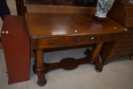 A Victorian mahogany side table having double frieze drawer, width approx. 115cm