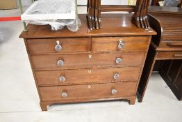 A Victorian mahogany chest of two over three drawers having glass handles , width approx 114cm