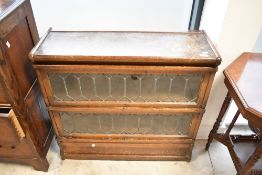 A Globe Wernicke style two tier oak bookcase