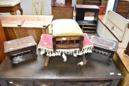 A selection of footstools etc, including Victorian