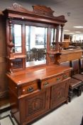 An Edwardian mahogany mirror back sideboard