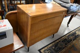 A vintage teak chest of four drawers, width approx. 91cm