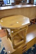 A nice quality golden oak octagonal occasional table with drawer, width approx. 48cm