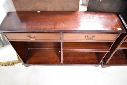 A reproduction Regency mahogany low bookshelf, width approx. 122cm
