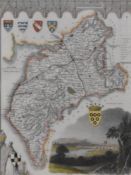 Thomas Moule (1785-1854 British) decorative and detailed engraved map with hand coloured features