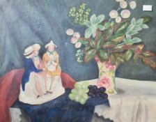 Joan Lind (contemporary) oil on canvas still life, in a gilt frame and under glass. 38cm x 48cm,