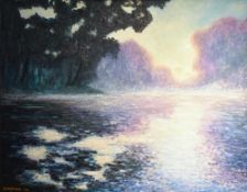 J.G Harrison (British 20th/21st century) oil on canvas, an interpretation of Claude Monet's 'Branch