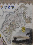 Thomas Moule (1785-1854 British) decorative and detailed engraved map with hand coloured features