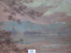 Mary Yates (British, 1891-1974) pastel on paper, landscape scene, signed lower left, within a wood
