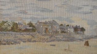 Local Interest* Artist unknown, cross stitch showing Sunderland Point, Lancaster. In gilt and dark