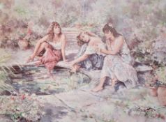 Gordon King (British 1939-2022) coloured artists proof 'Dreams' depicting three women relaxing