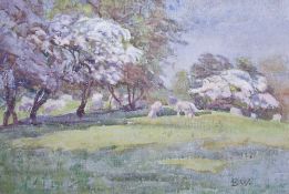 Beatrice Willink (British, 1856–1924) gouache painting, 'Spring Time', signed lower right, within