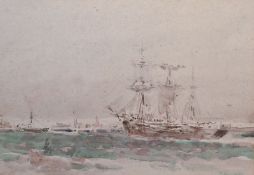 William Woodhouse (British 1857-1939) watercolour on paper 'sketch for a sailing ship', wthin
