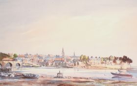 After Fred Stott (British, 1910-2006) a near pair of colour prints. The first a view of Berwick-