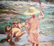 After Joaquin Sorolla Y Bastida (Spanish 1863-1923) impressionist oil on canvas, a talanted copy