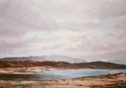 David W Jackson (British 20th century) 1970's oil on board 'Rois Bheinn' stark Scottish landscape,