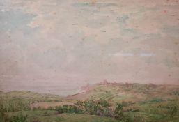 Artist unknown, 20th century English school watercolour, coastal landscape, unsigned, within a